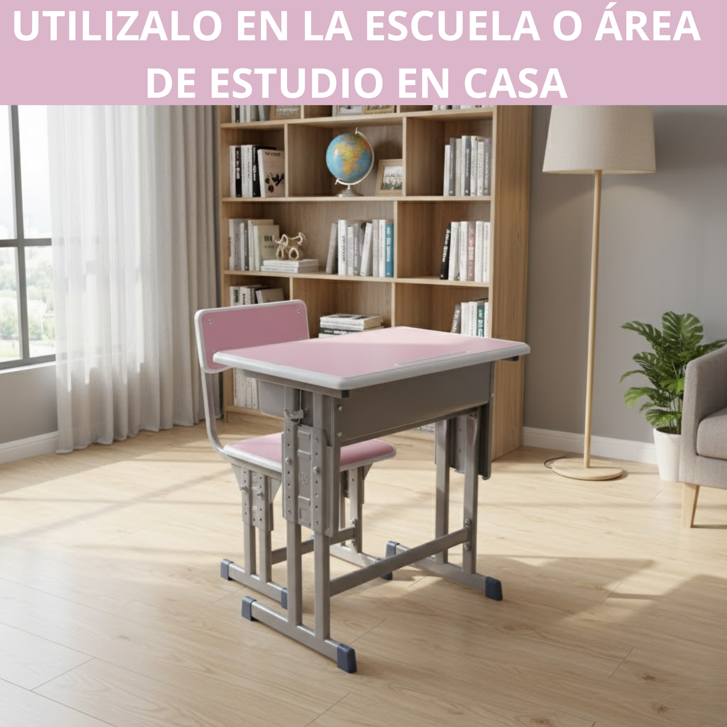 Escritorio Infantil De metal Ajustable Con Banco