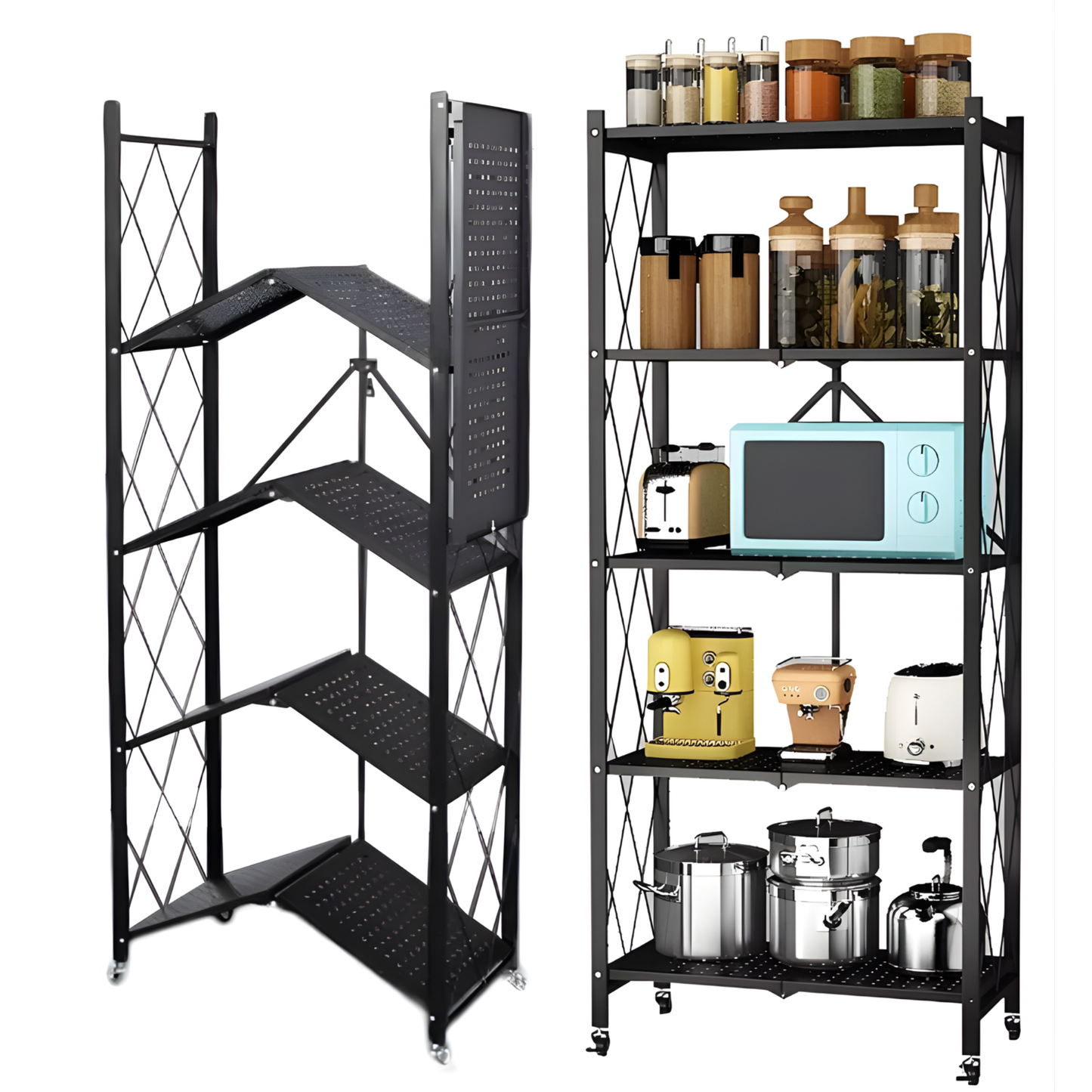 Anaquel Estante De 5 Niveles Plegable Con Ruedas