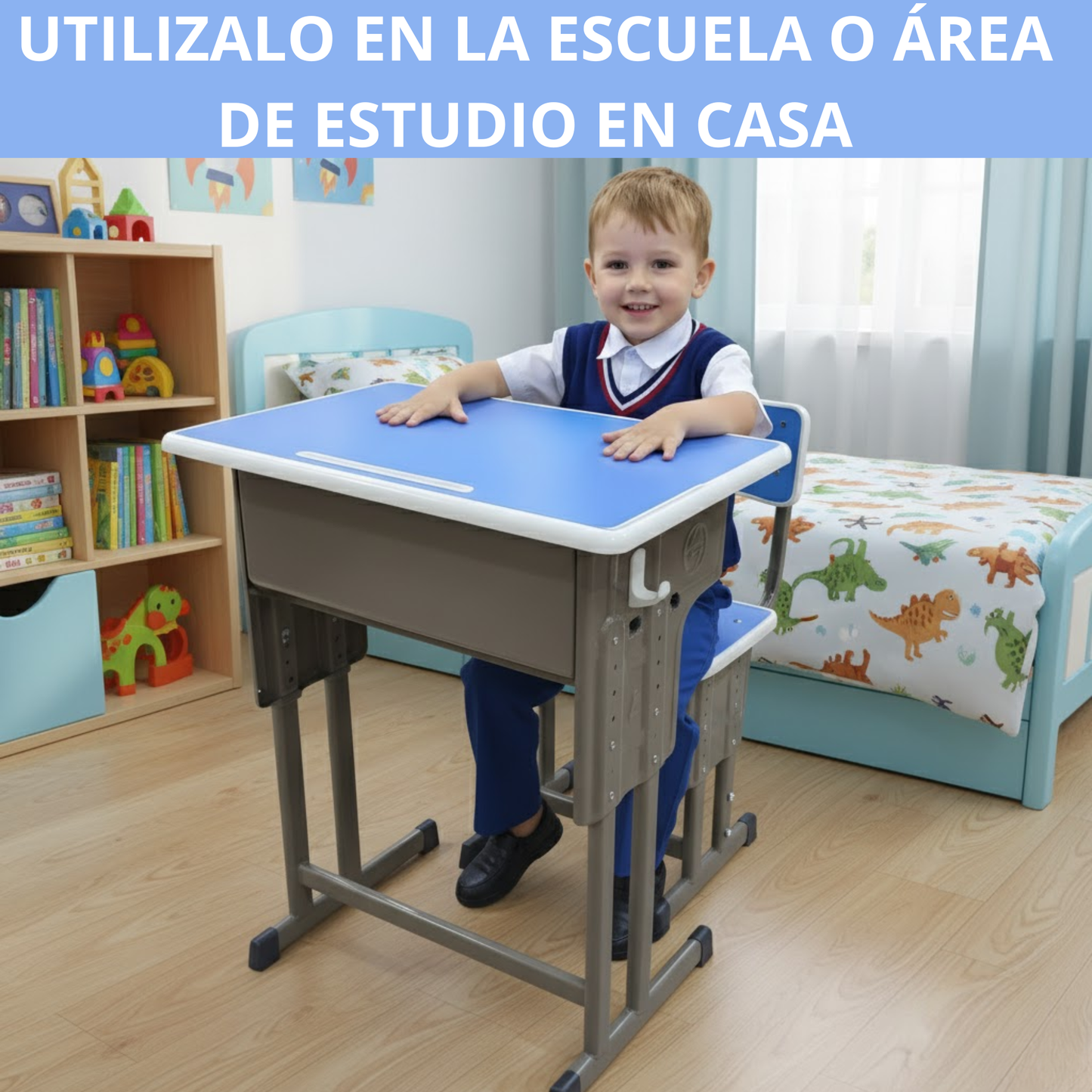 Escritorio Infantil De metal Ajustable Con Banco