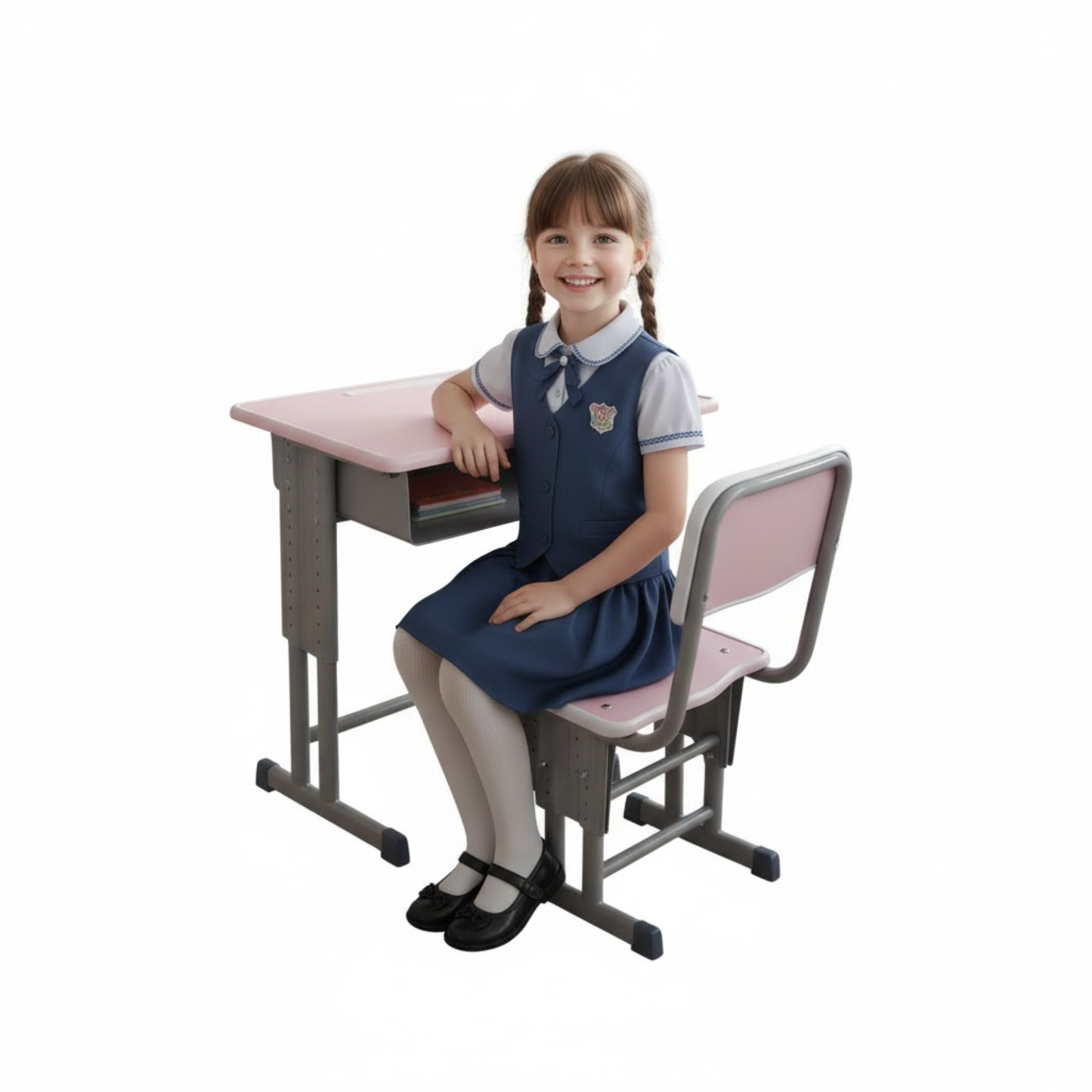 Escritorio Infantil De metal Ajustable Con Banco