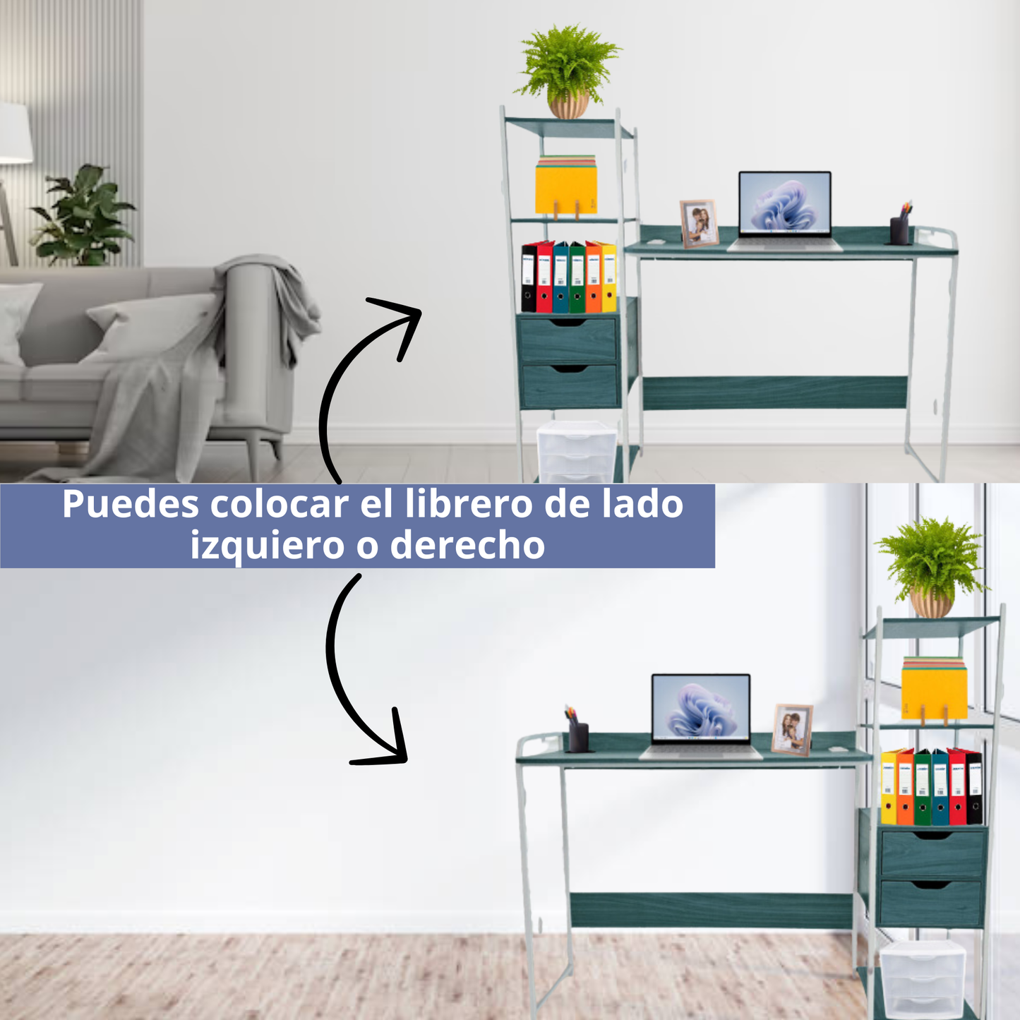 Escritorio Librero Organizador Con Multicontactos