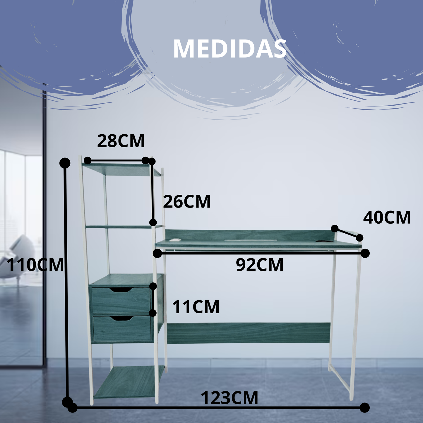 Escritorio Librero Organizador Con Multicontactos