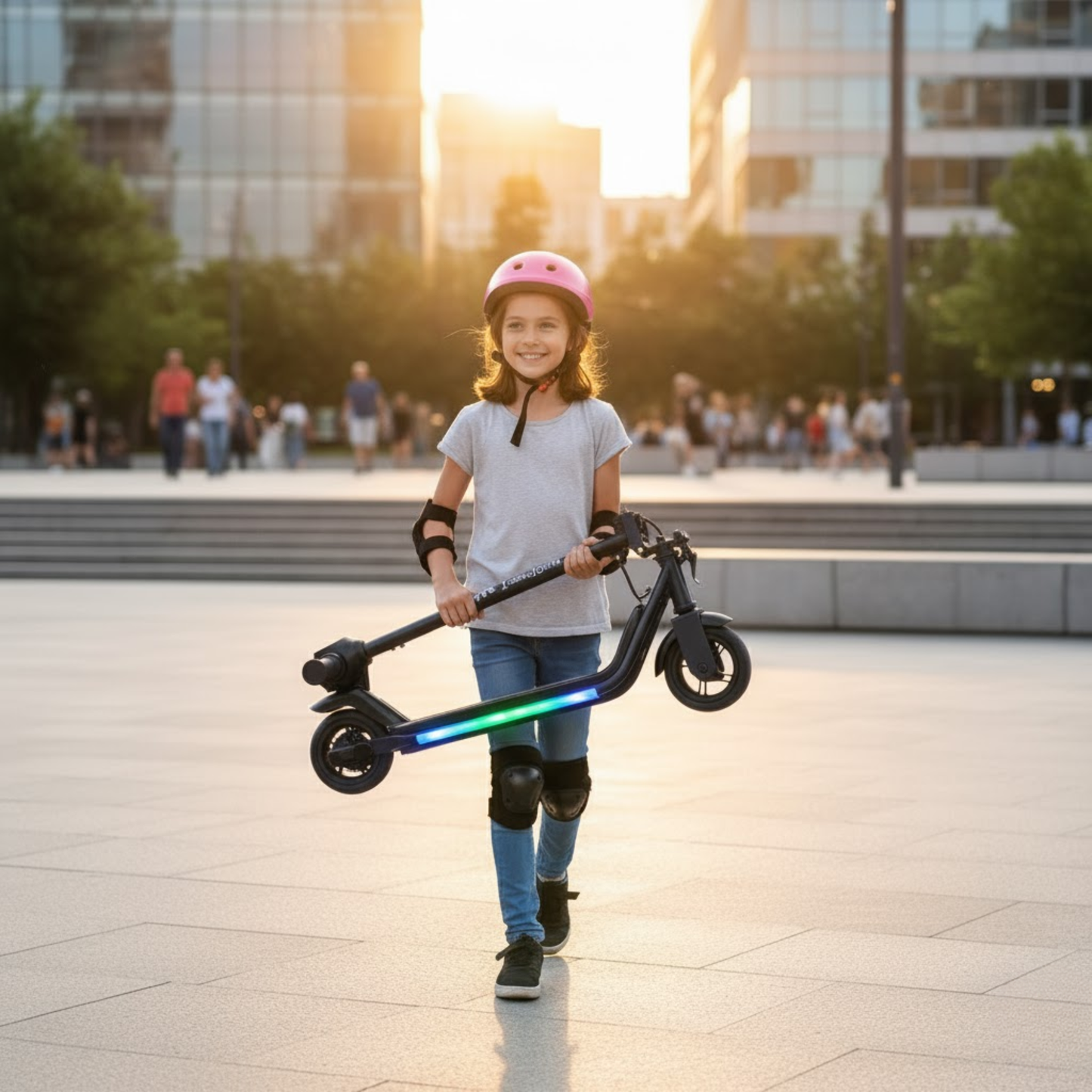 Patín Eléctrico Infantil Plegable Con Luz Led