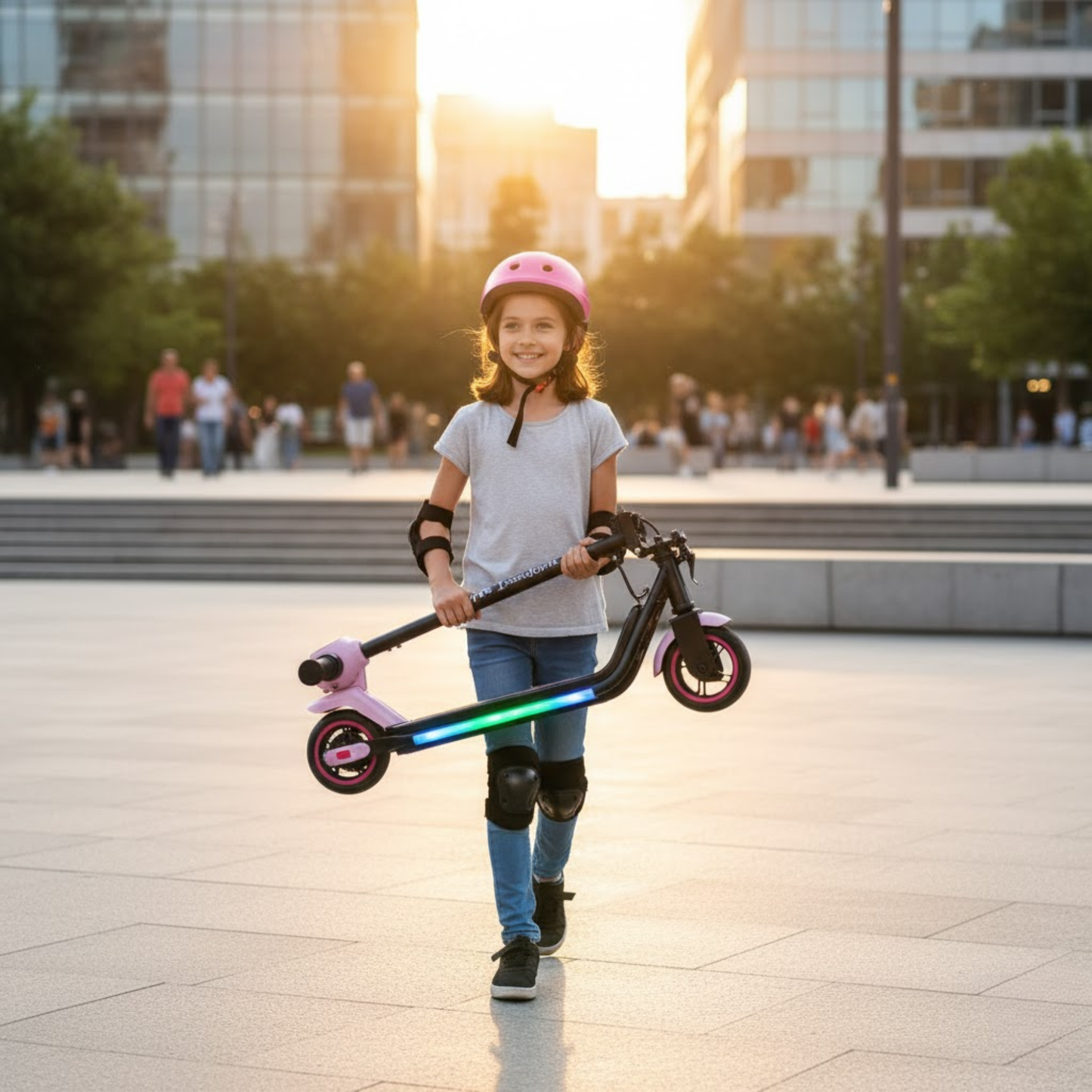 Patín Eléctrico Infantil Plegable Con Luz Led