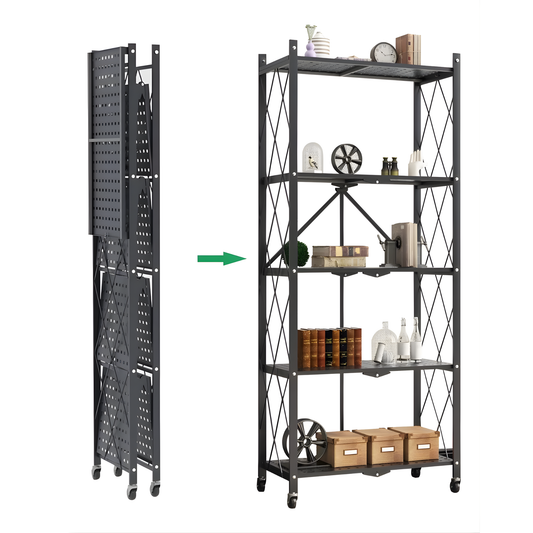 Anaquel Estante De 5 Niveles Plegable Con Ruedas