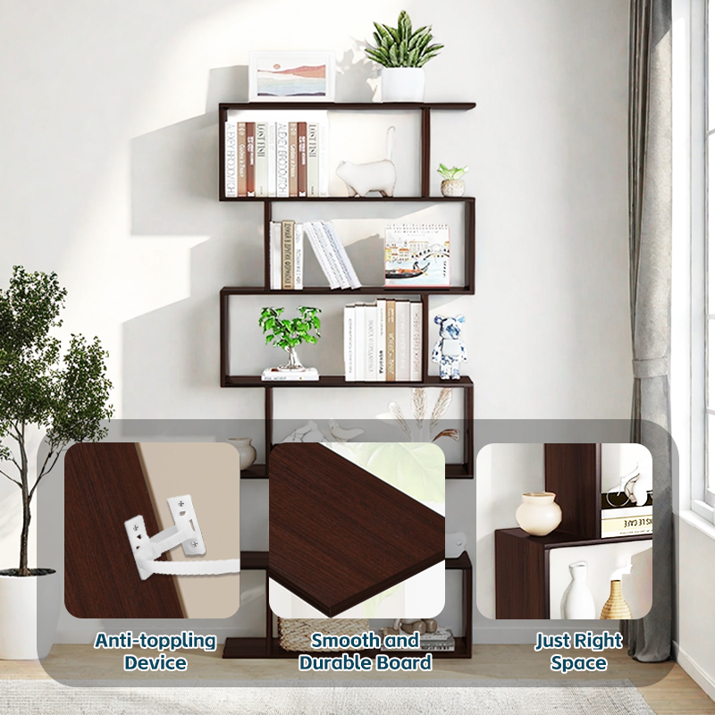 LIBRERO MULTIUSOS EN ZIG ZAG 6 NIVELES