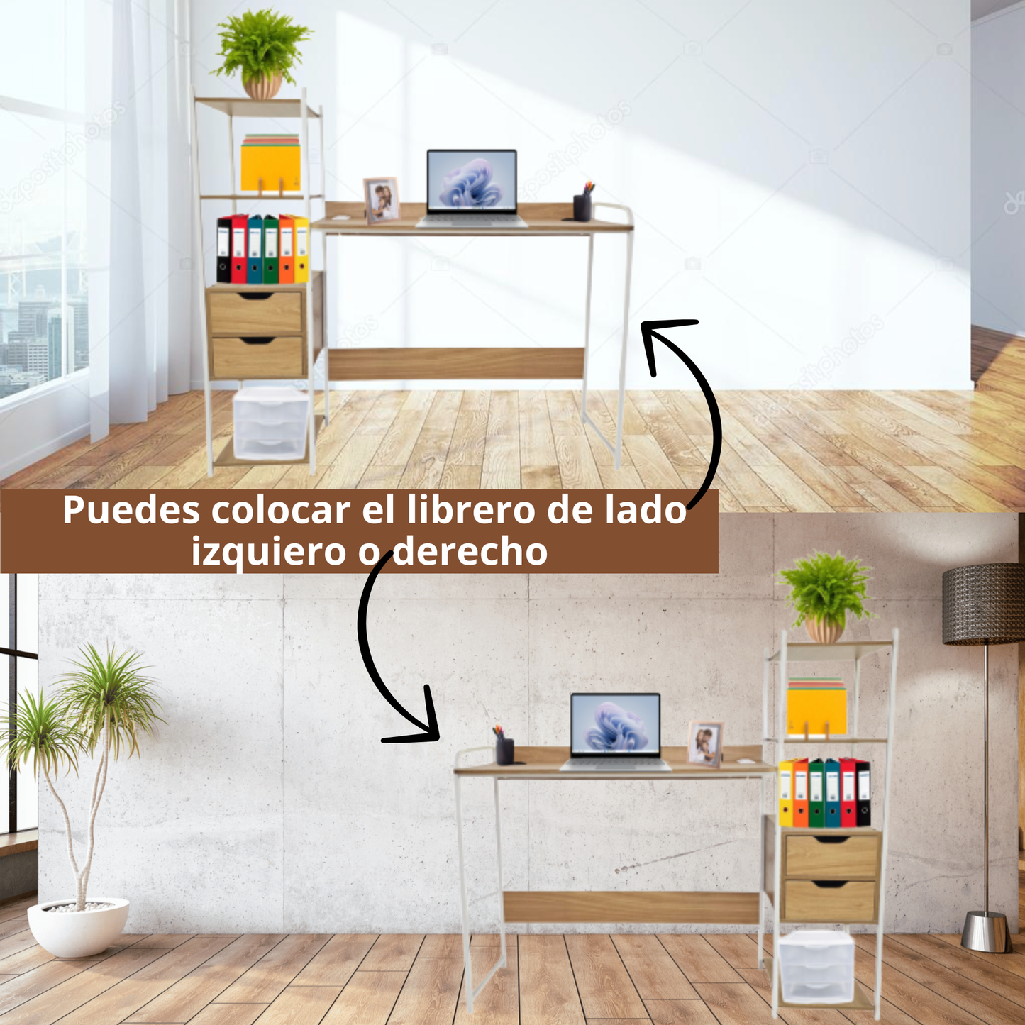 Escritorio Librero Organizador Con Multicontactos