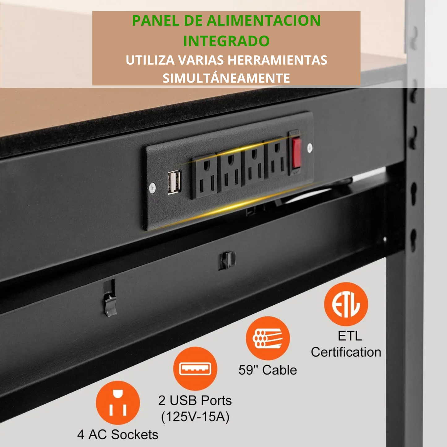 MESA DE TRABAJO RUDO CON LUZ
