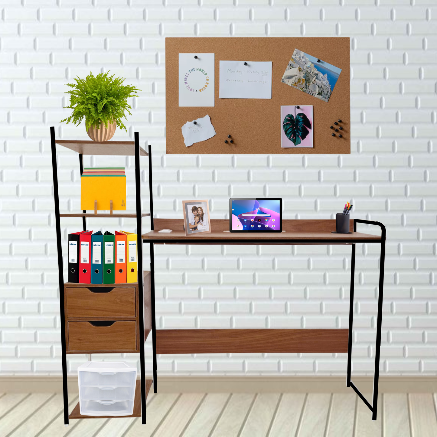 Escritorio Librero Organizador Con Multicontactos