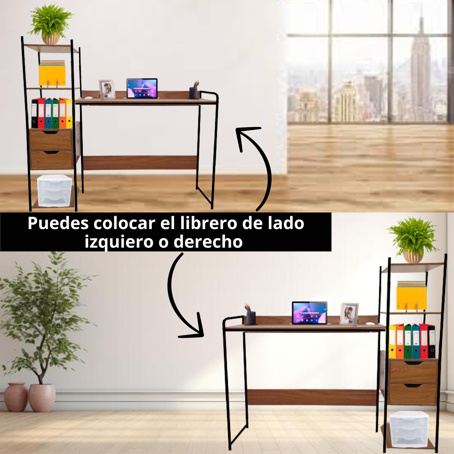 Escritorio Librero Organizador Con Multicontactos