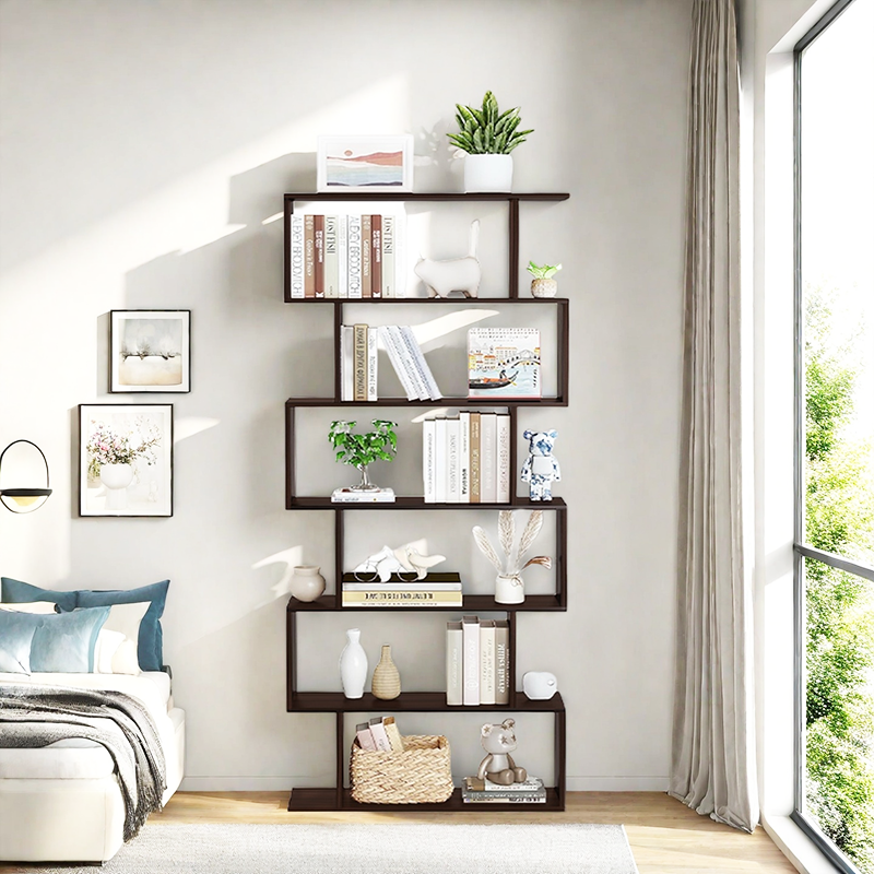 LIBRERO MULTIUSOS EN ZIG ZAG 6 NIVELES