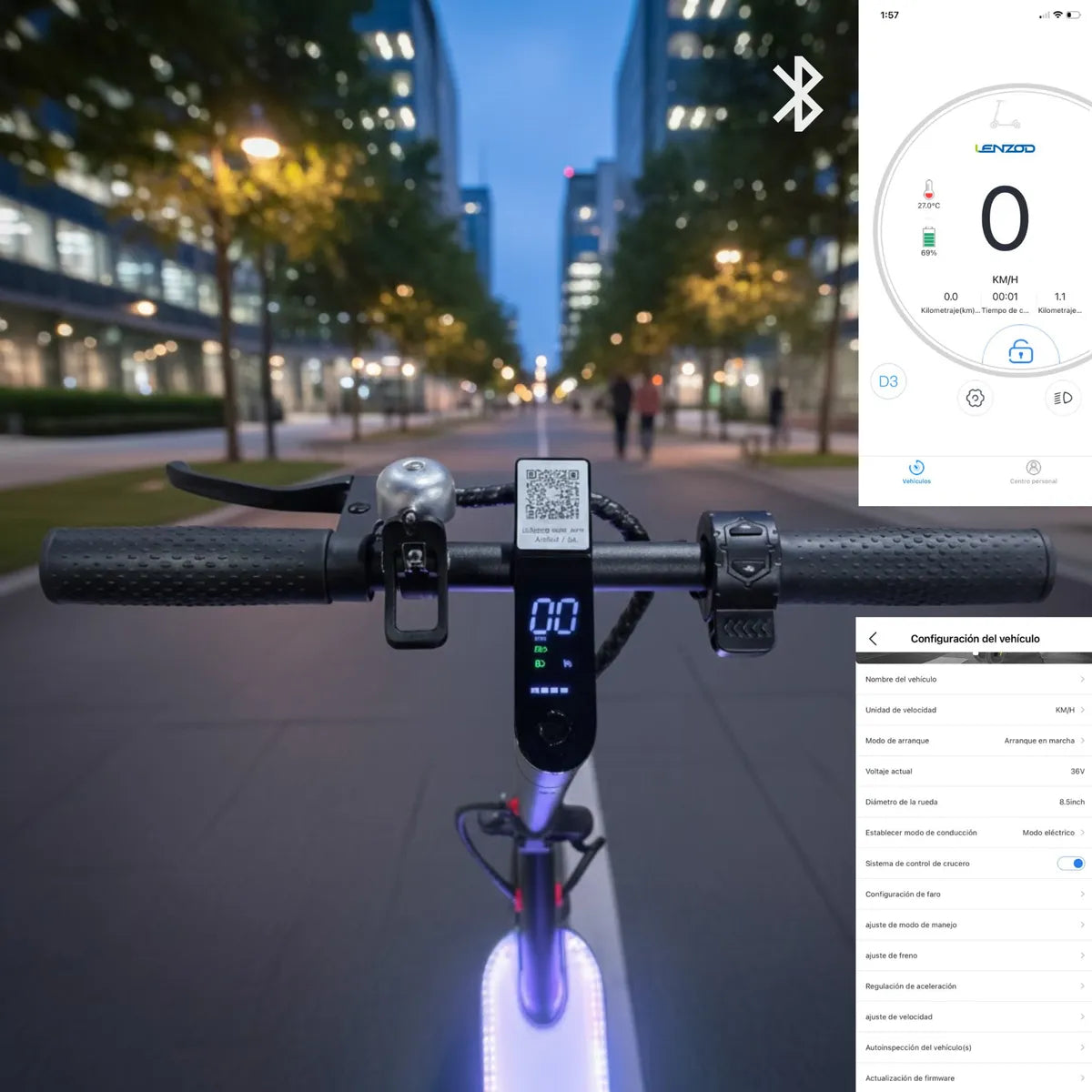 Scooter Electrico Plegable Bt Para Adultos Y Adolescentes