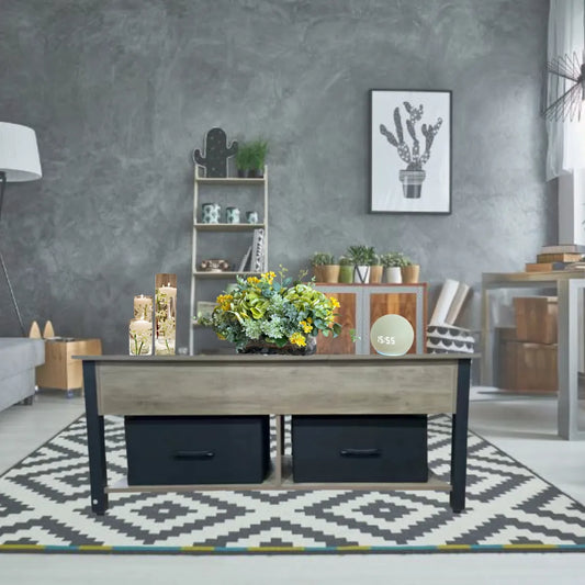 Mesa De Centro Extendible Con Cajones y Multicontactos