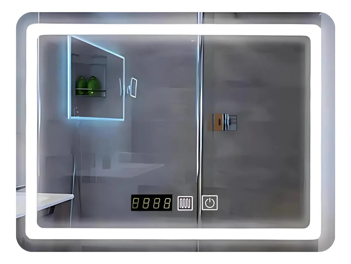 Espejo Smart Con Desempañante, Luz Led y Reloj Digital