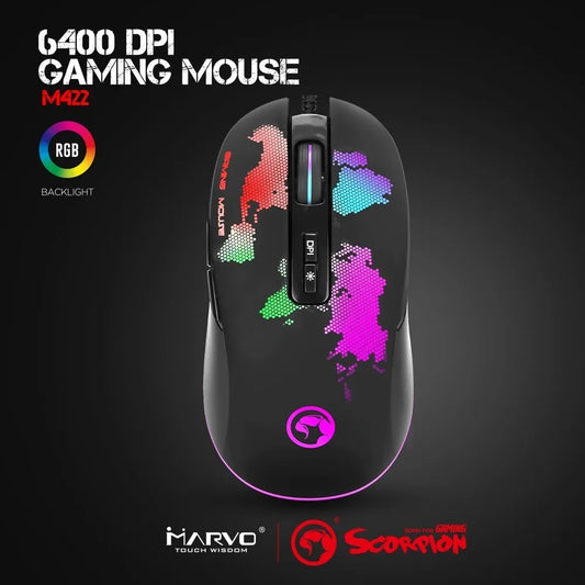 Mouse Gamer Marvo M422 6400 Dpi 7 Botones Usb
