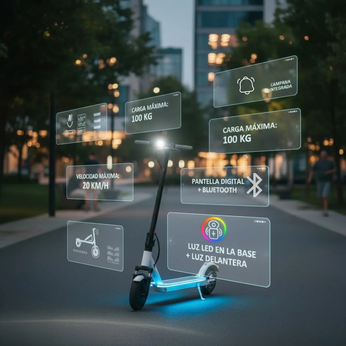 Scooter Electrico Plegable Bt Para Adultos Y Adolescentes