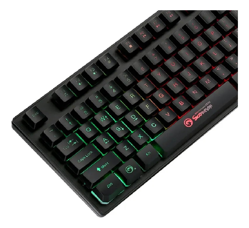 Teclado Gamer Marvo K616a Membrana Luz Arcoiris Multimedia