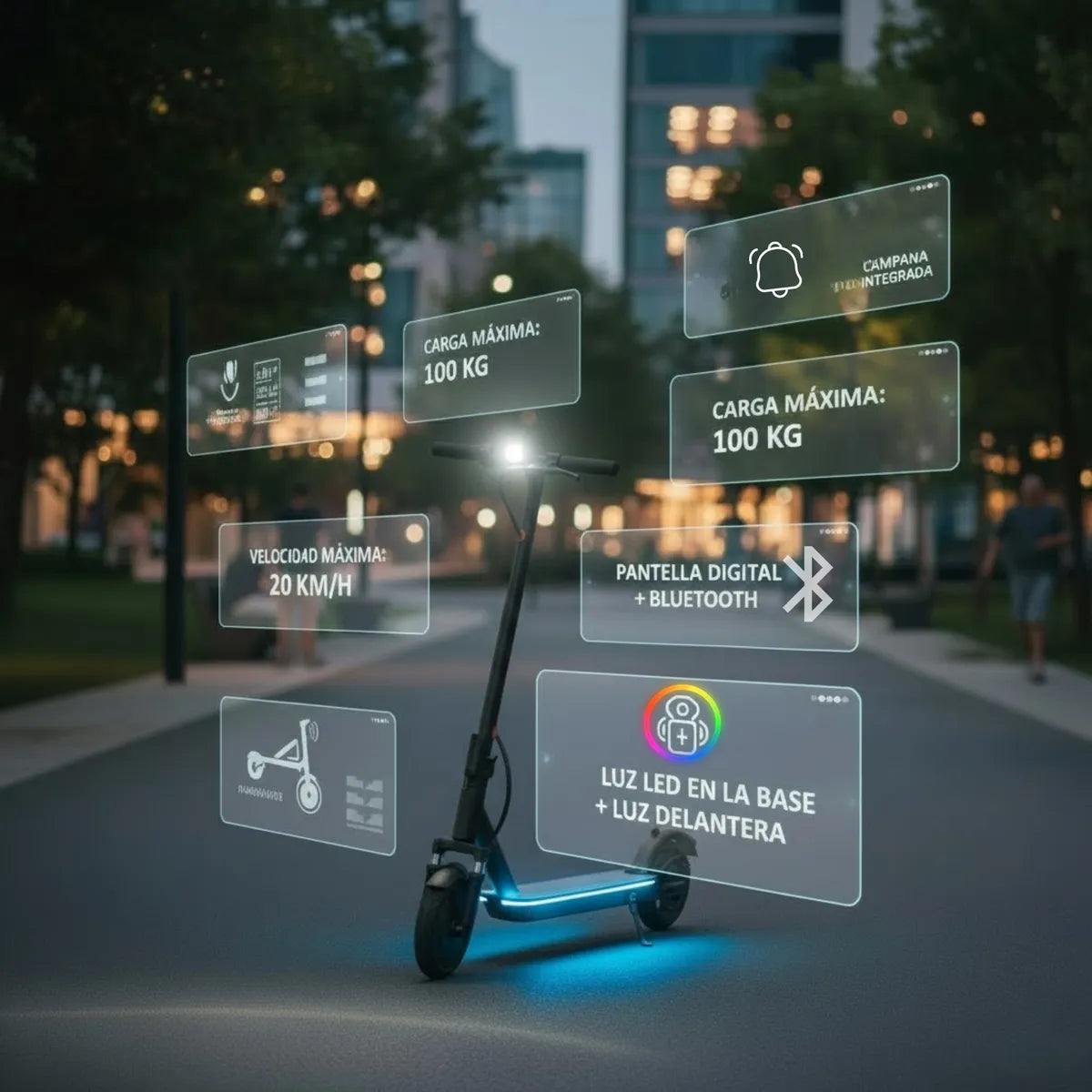 Scooter Electrico Plegable Bt Para Adultos Y Adolescentes