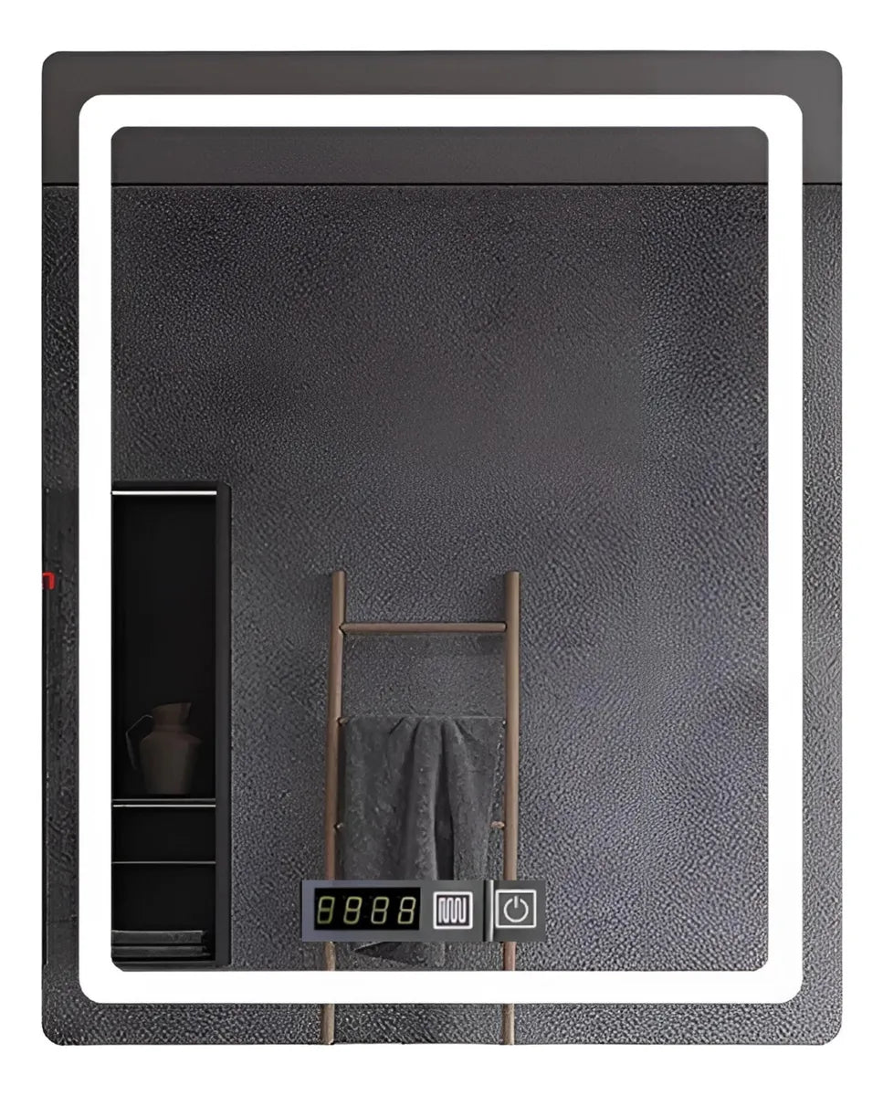 Espejo Smart Con Desempañante, Luz Led y Reloj Digital