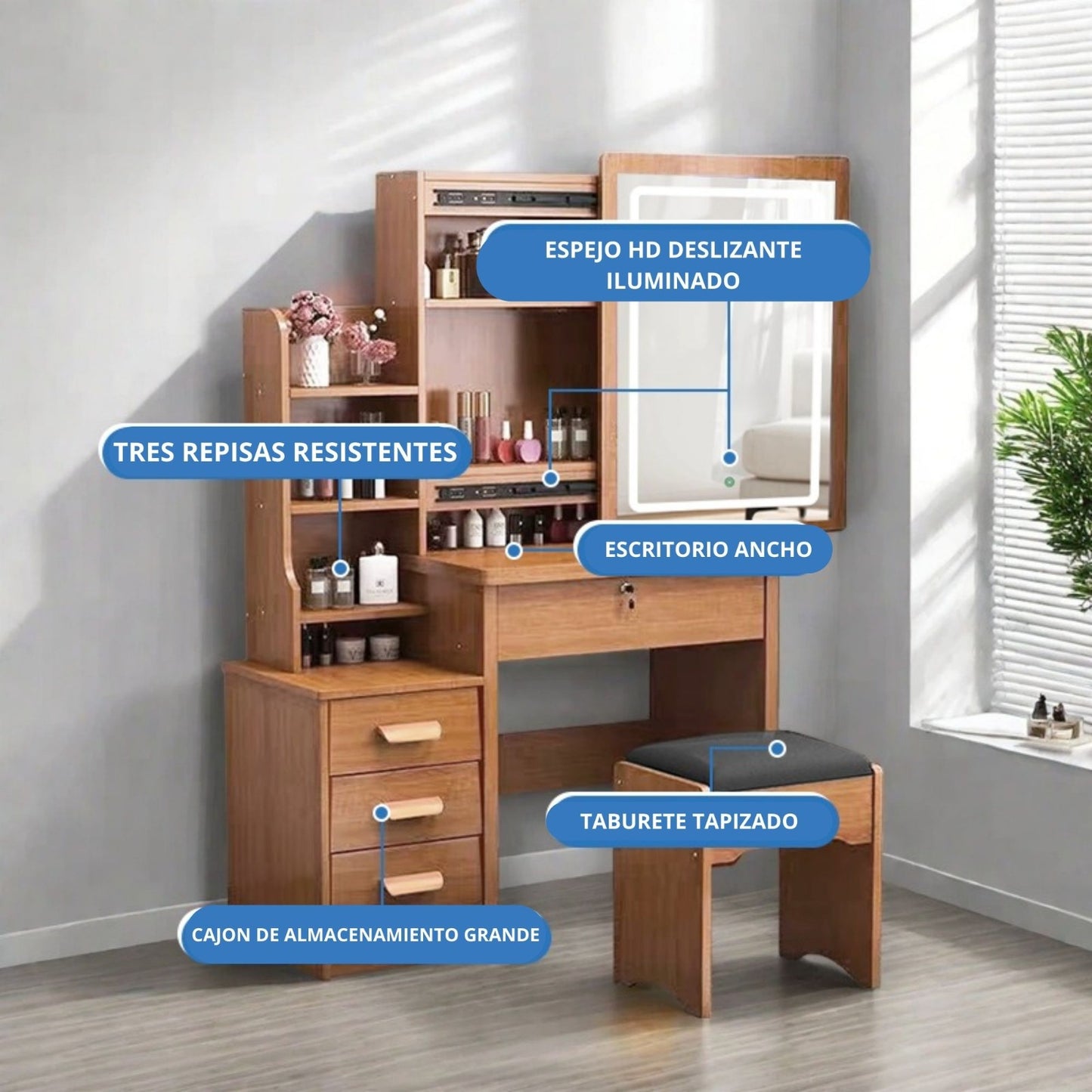 Tocador Infantil Con Espejo Deslizante