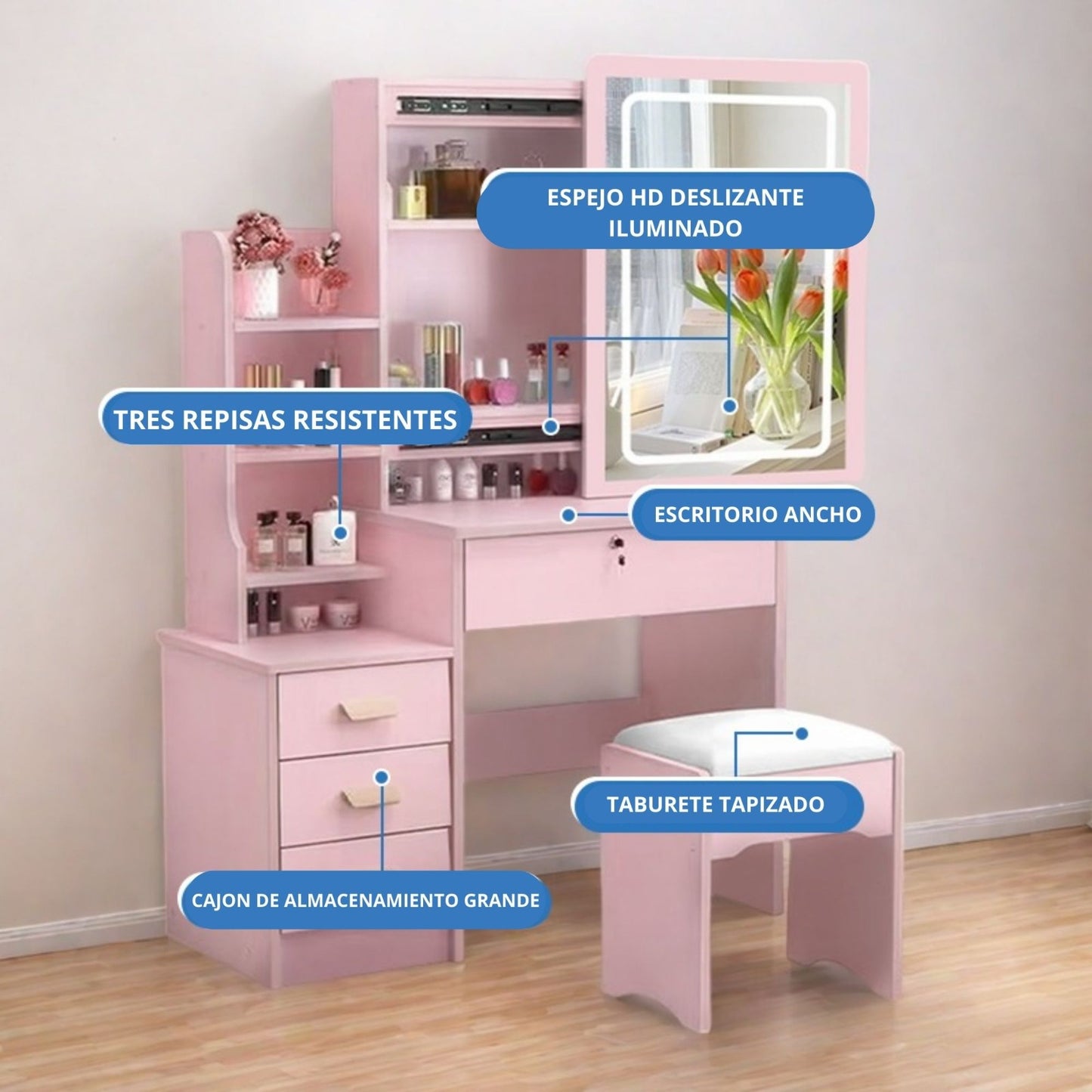 Tocador Infantil Con Espejo Deslizante